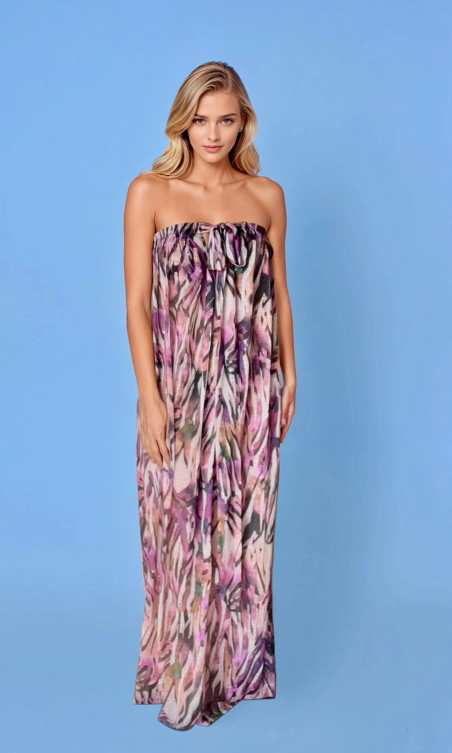 Athena One-Shoulder Dress in Coral Print Shorebirds